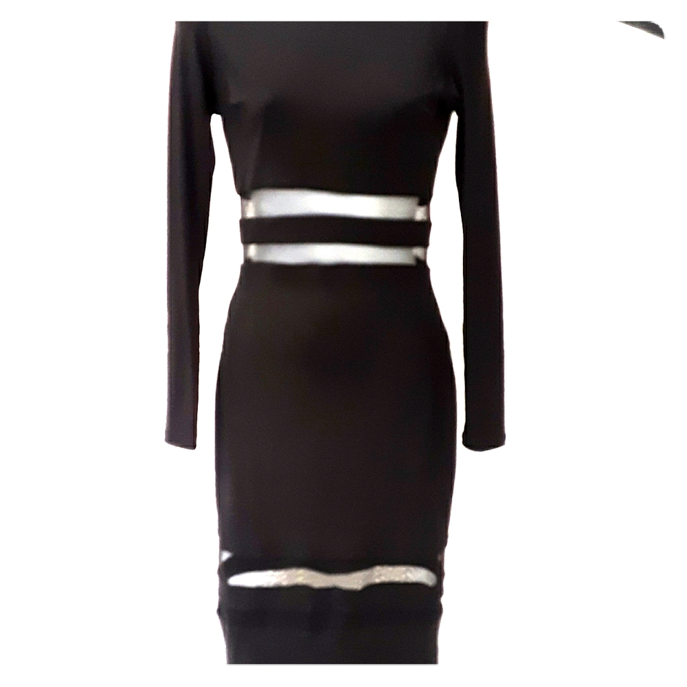 Bebe black bodycon long sleeve midi dress